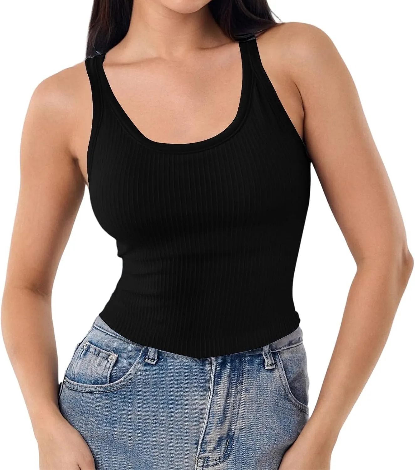 Tank Tops with Built in Bras Summer Tank Tops for Women Fitness Workout Layering Outfits Undershirts Cami Tops