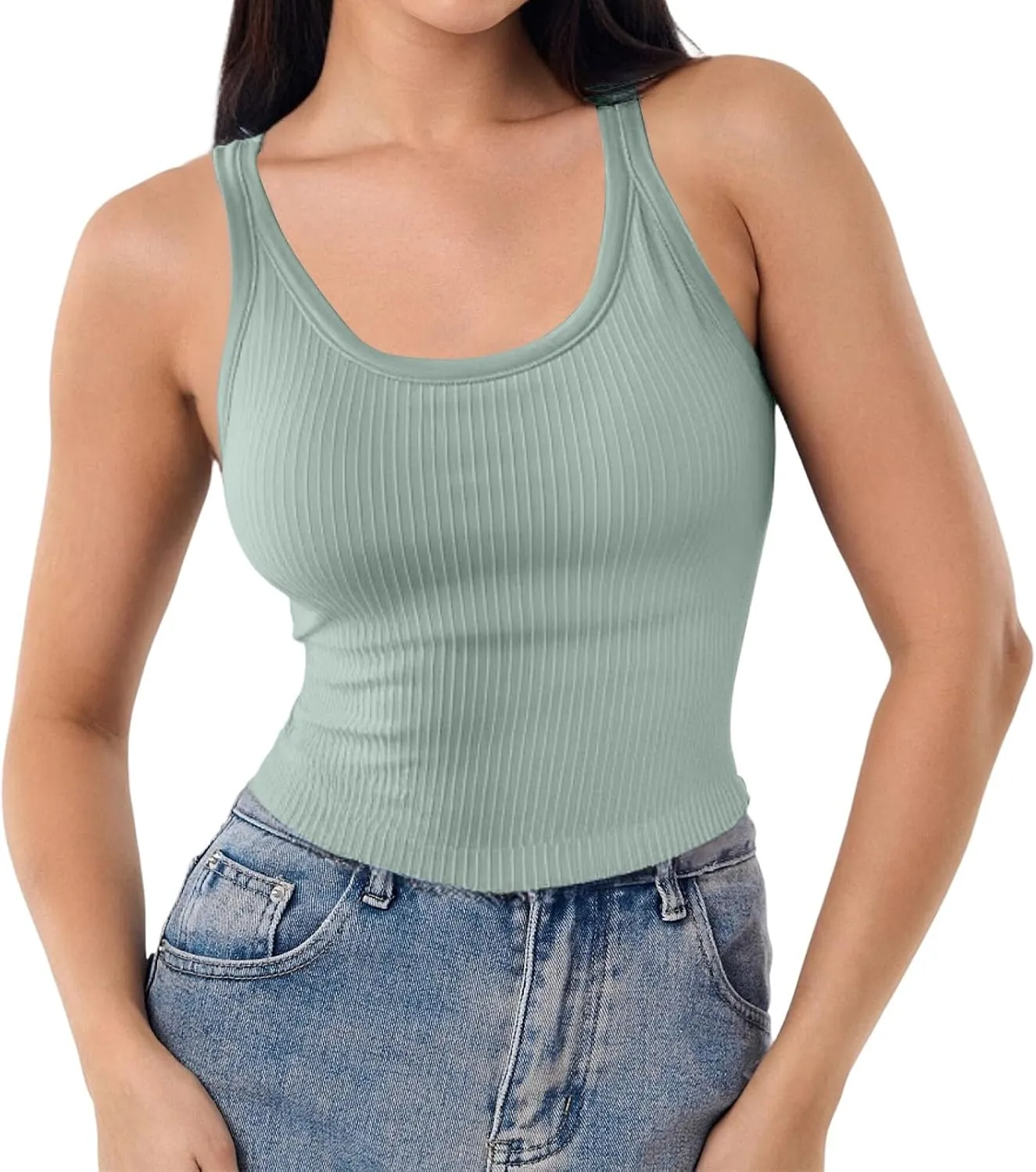 Tank Tops with Built in Bras Summer Tank Tops for Women Fitness Workout Layering Outfits Undershirts Cami Tops