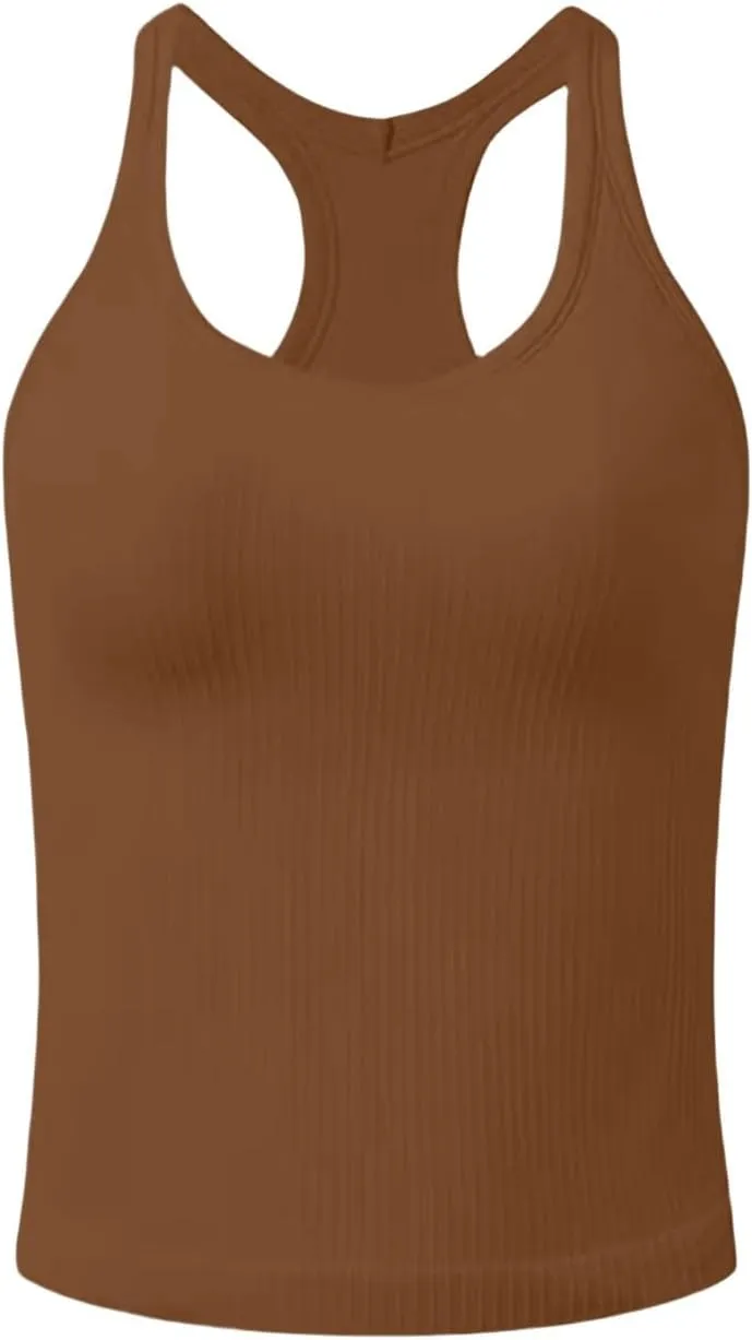 Tank Tops with Built in Bras Summer Tank Tops for Women Fitness Workout Layering Outfits Undershirts Cami Tops