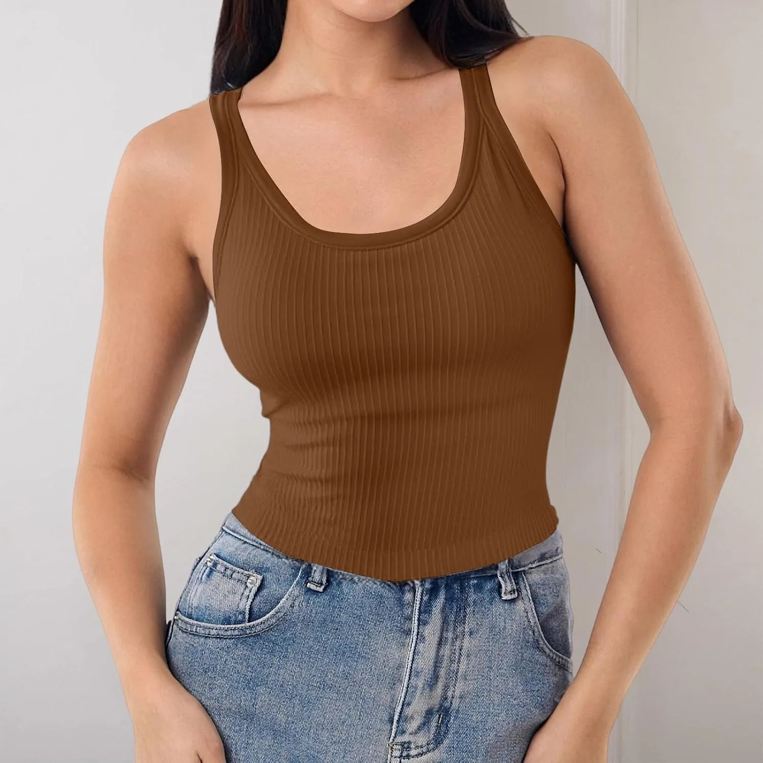 Tank Tops with Built in Bras Summer Tank Tops for Women Fitness Workout Layering Outfits Undershirts Cami Tops