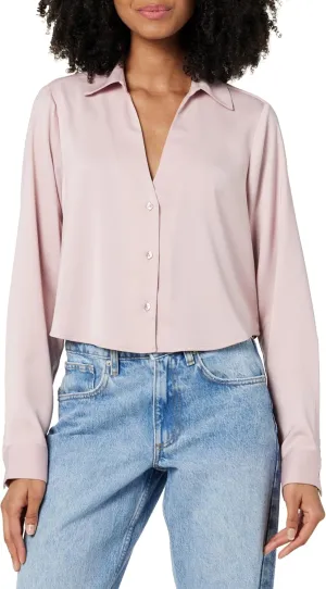 The Drop Women's Harlow Silky Cropped Blouse