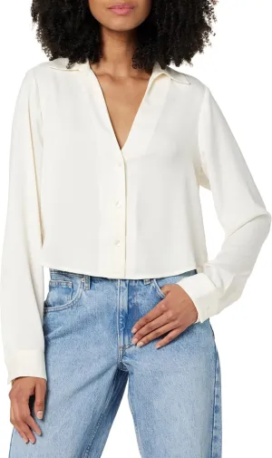 The Drop Women's Harlow Silky Cropped Blouse