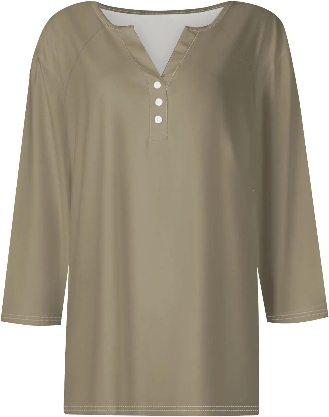 Tops for Women Trendy Summer V Neck 3/4 Sleeve Work Tops Solid Color Baggy Blouses Lightweight Business Tunic Tops