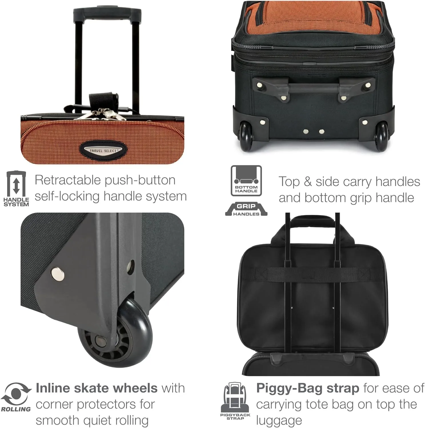 Travel Select Amsterdam Expandable Rolling Upright Luggage, Gray, 8-Piece Set