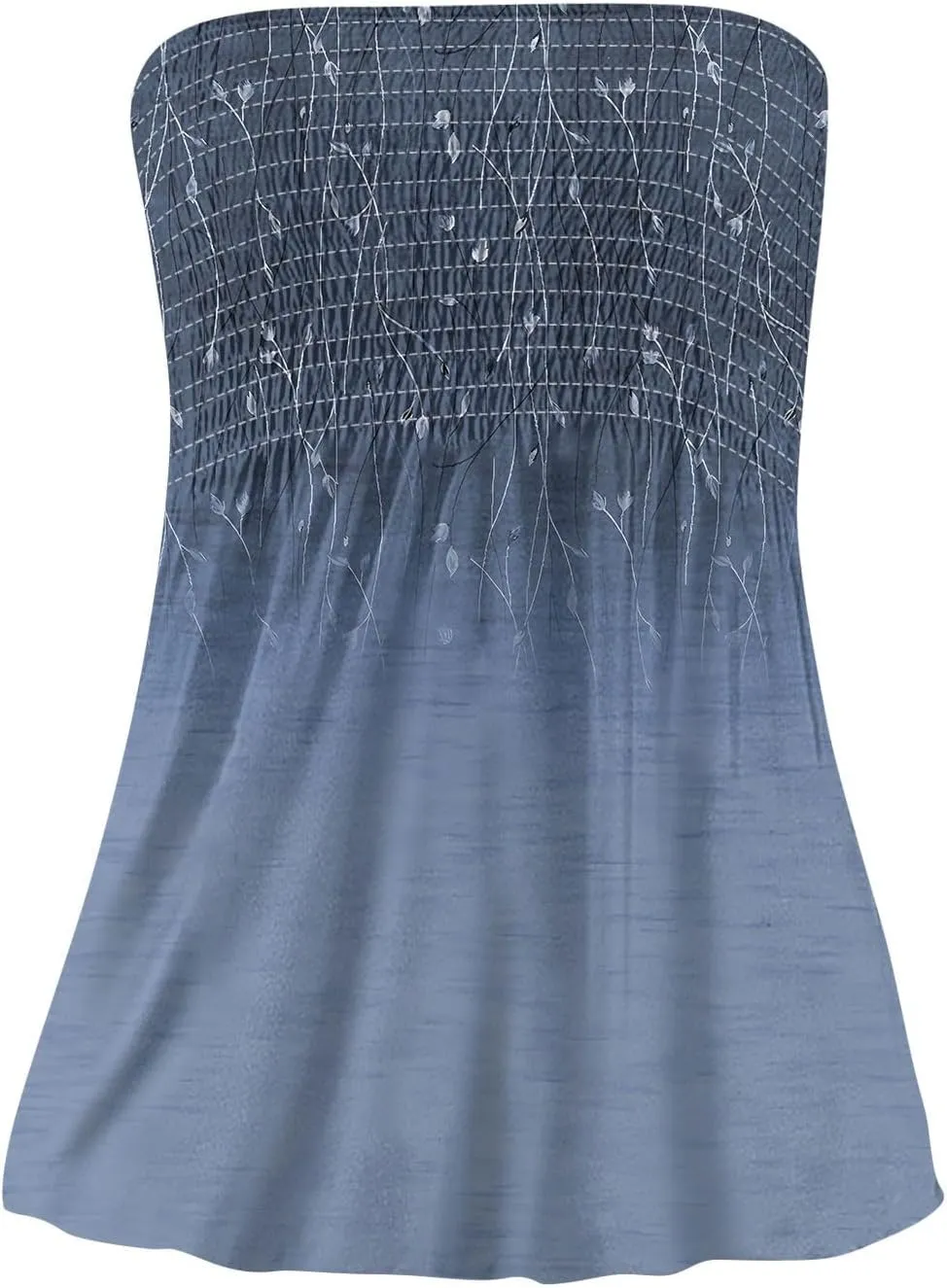 Tube Tops for Women Smocked Bandeau Tops Floral Tube Tops Backless Bandeau Tunic Tops Sleeveless Shirts