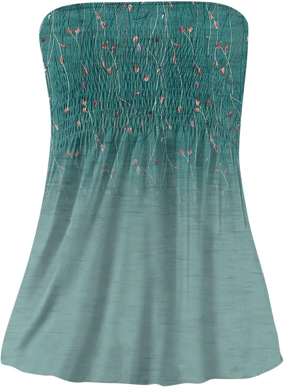 Tube Tops for Women Strapless Bandeau Tank Tops Floral Printed Smocked Ruffled Sleeveless Summer Shirts Tube Tops