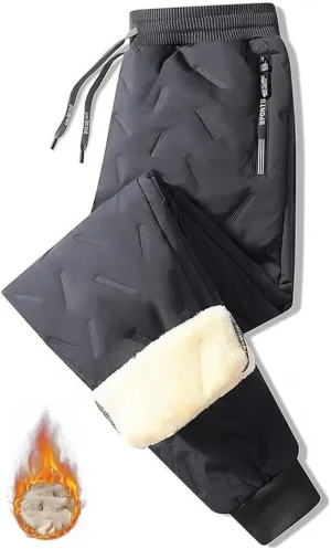 Unisex Fleece Jogging Bottoms - Embrace Cozy Comfort, Lambswool Fleece-Lined Joggers, Winter Warm Wide Leg Trousers