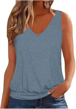 V Neck Tank Tops for Women Summer Loose Home Tops Vest Casual Soft Lightweight Classic-Fit Tanks Off Shoulder Tops