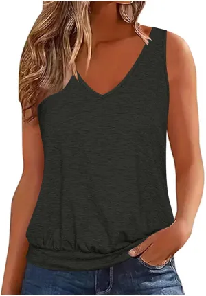 V Neck Tank Tops for Women Summer Loose Home Tops Vest Casual Soft Lightweight Classic-Fit Tanks Off Shoulder Tops