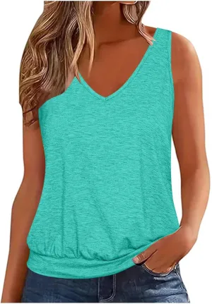 V Neck Tank Tops for Women Summer Loose Home Tops Vest Casual Soft Lightweight Classic-Fit Tanks Off Shoulder Tops