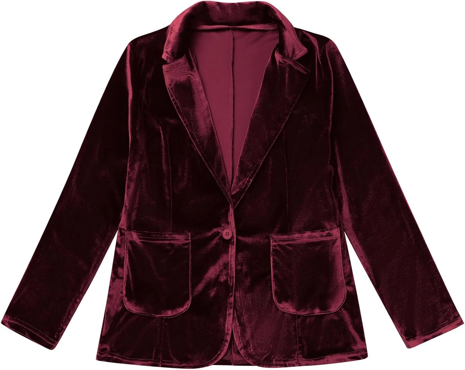 Velvet Blazers for Women Long Sleeve Open Front Button Velvet Blazer Jacket with Pockets
