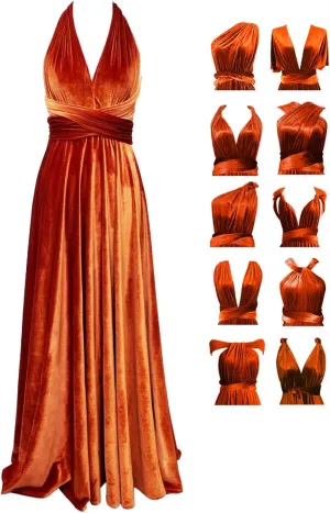 Velvet Infinity Dress with Bandeau,Convertible Bridesmaid Dresses,Plus Size Velvet Wrap Maxi Long Dress Multiway Formal Dress