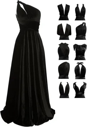 Velvet Infinity Dress with Bandeau,Convertible Bridesmaid Dresses,Plus Size Velvet Wrap Maxi Long Dress Multiway Formal Dress