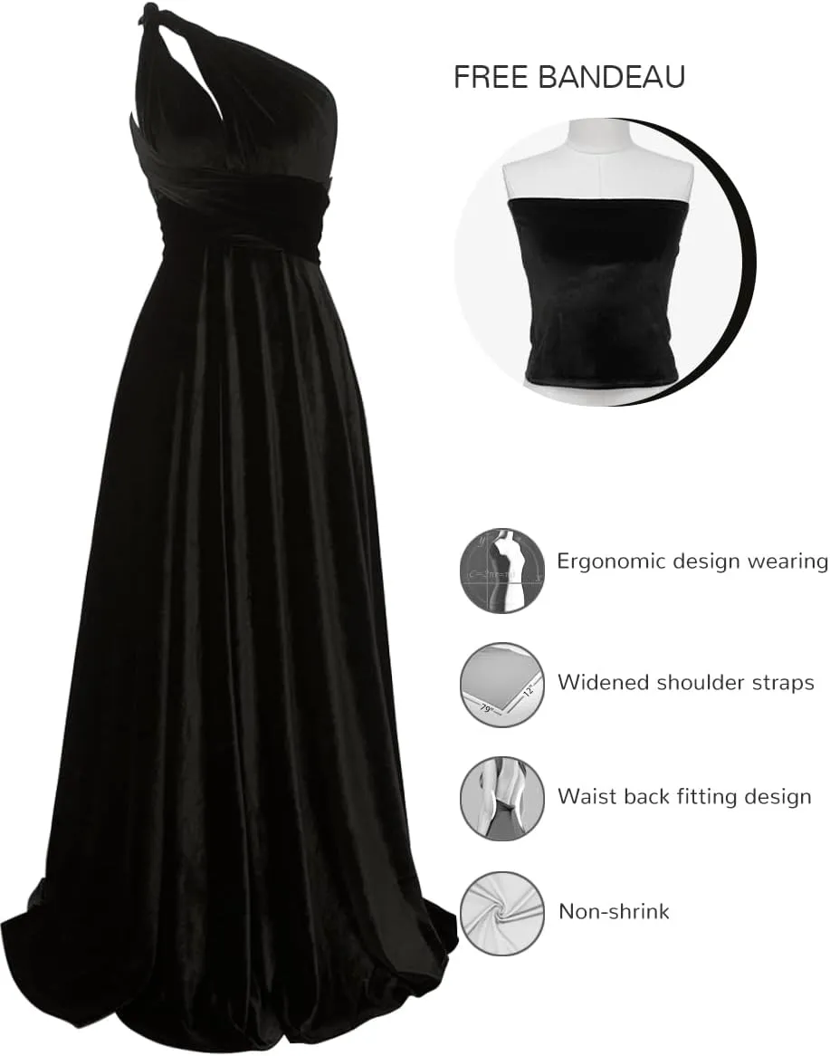 Velvet Infinity Dress with Bandeau,Convertible Bridesmaid Dresses,Plus Size Velvet Wrap Maxi Long Dress Multiway Formal Dress
