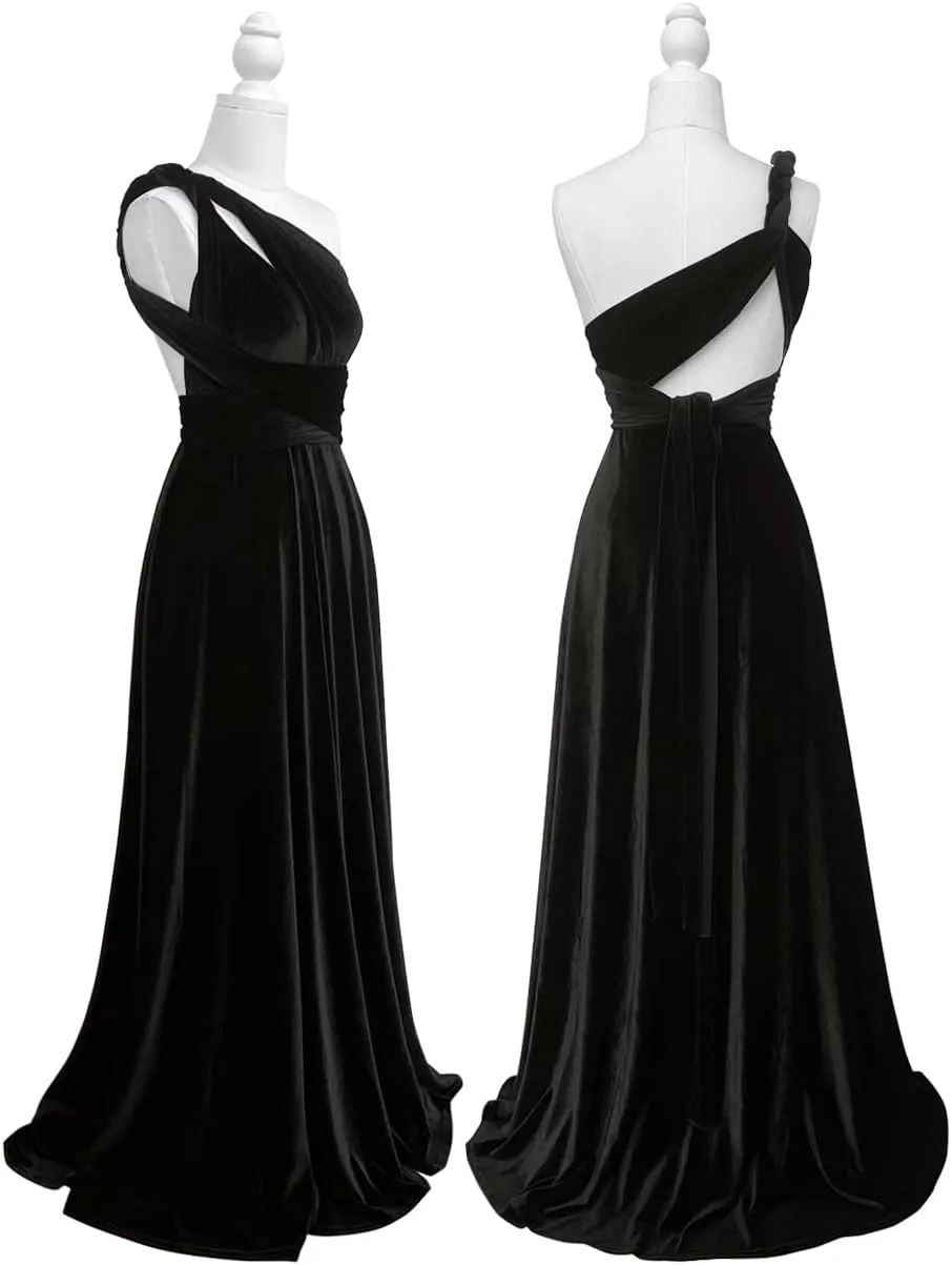 Velvet Infinity Dress with Bandeau,Convertible Bridesmaid Dresses,Plus Size Velvet Wrap Maxi Long Dress Multiway Formal Dress