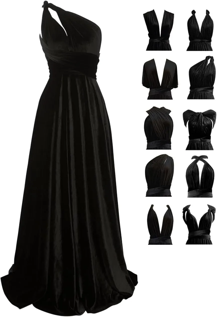 Velvet Infinity Dress with Bandeau,Convertible Bridesmaid Dresses,Plus Size Velvet Wrap Maxi Long Dress Multiway Formal Dress