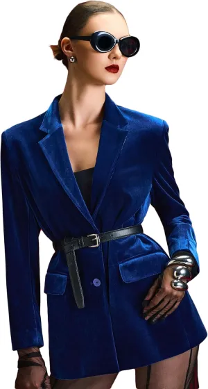 Velvet Womens Blazer, Trendy Oversized Fit, Long Sleeve Blazers for Women, Office Attire, Business Casual, Work Clothes