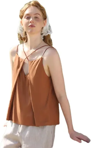 Women Cotton Linen Crop Tops Solid Sleeveless Cross Bandage Sexy Halter Holiday Beach Tops