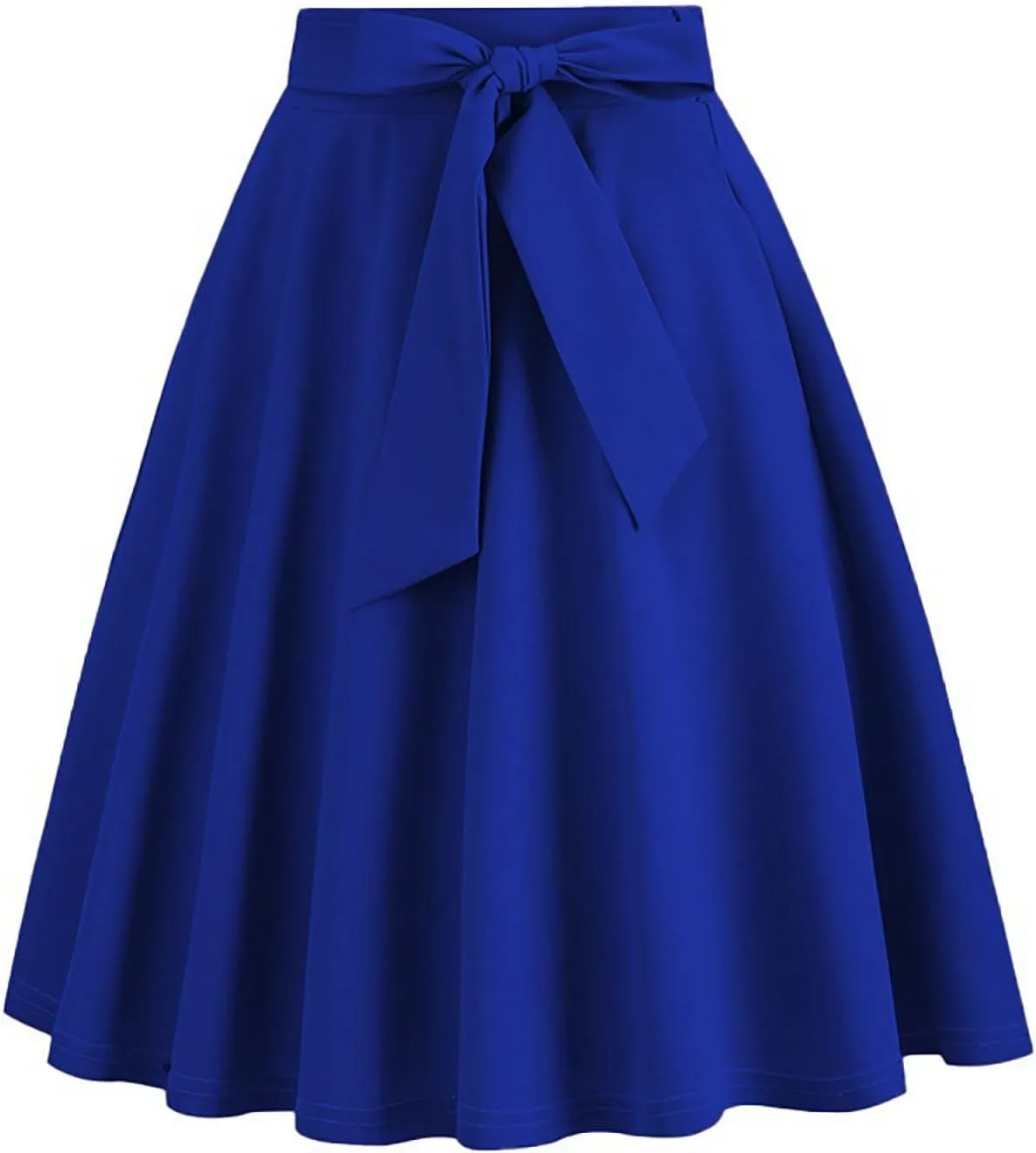 Women Elegant Hepburn Style Midi Skirt, High Waist Ruffle Ruched Swing Skirts Fashion Rockabilly Prom Party Clothes