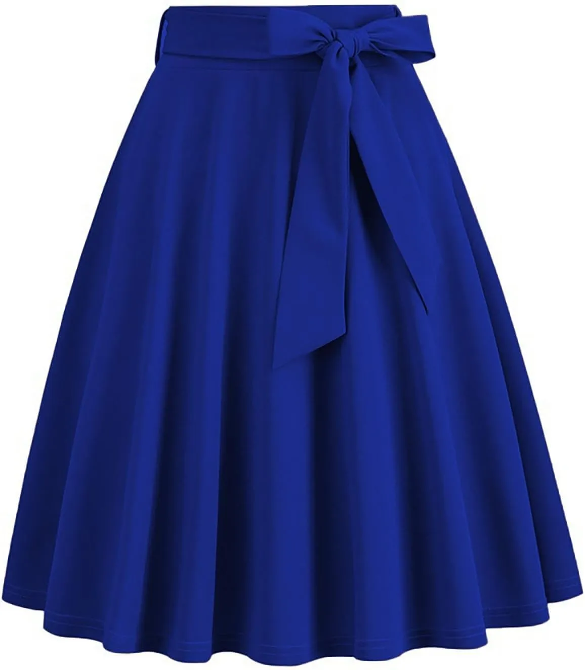 Women Elegant Hepburn Style Midi Skirt, High Waist Ruffle Ruched Swing Skirts Fashion Rockabilly Prom Party Clothes