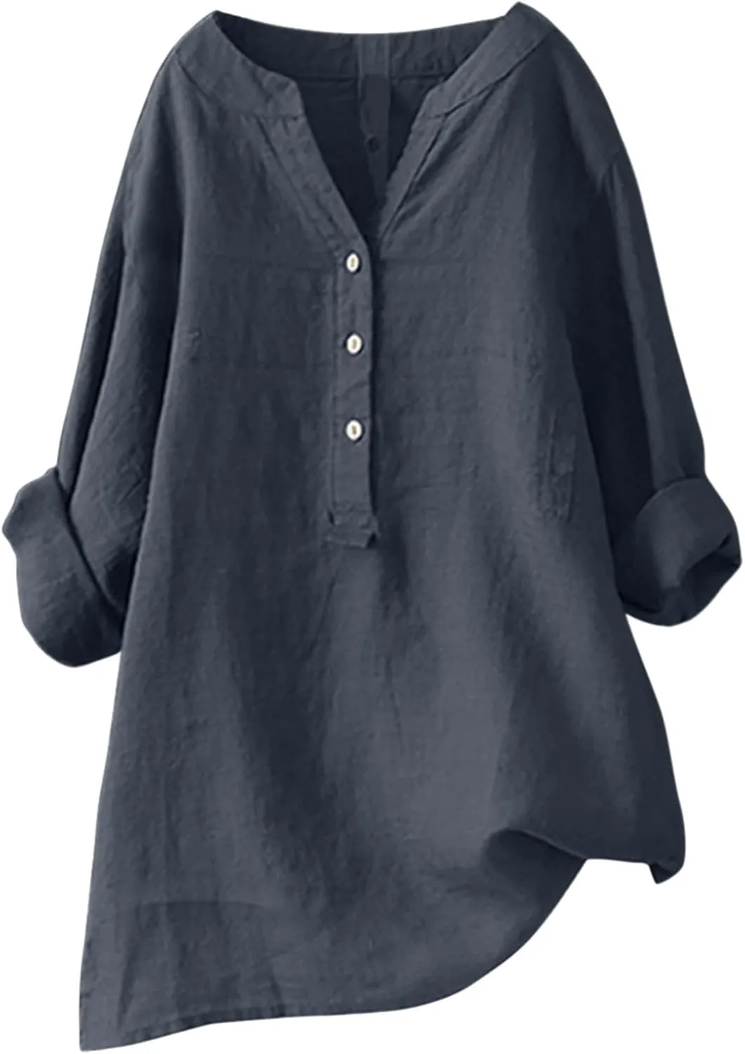 Women Linen Shirts Summer Linen Bohemian Short Sleeve Tunic Top Casual Loose Dressy V-Neck Tee Tops