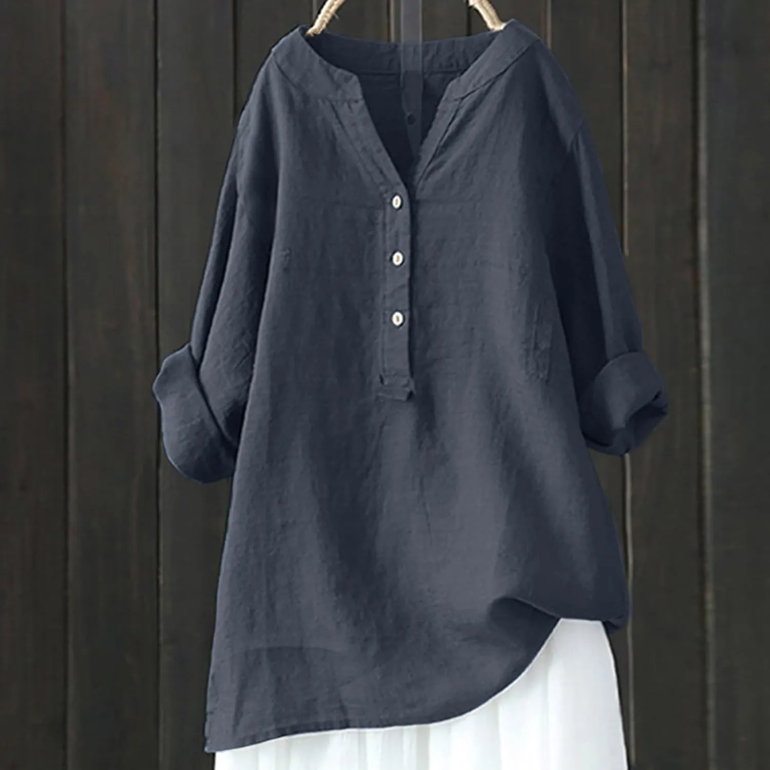 Women Linen Shirts Summer Linen Bohemian Short Sleeve Tunic Top Casual Loose Dressy V-Neck Tee Tops