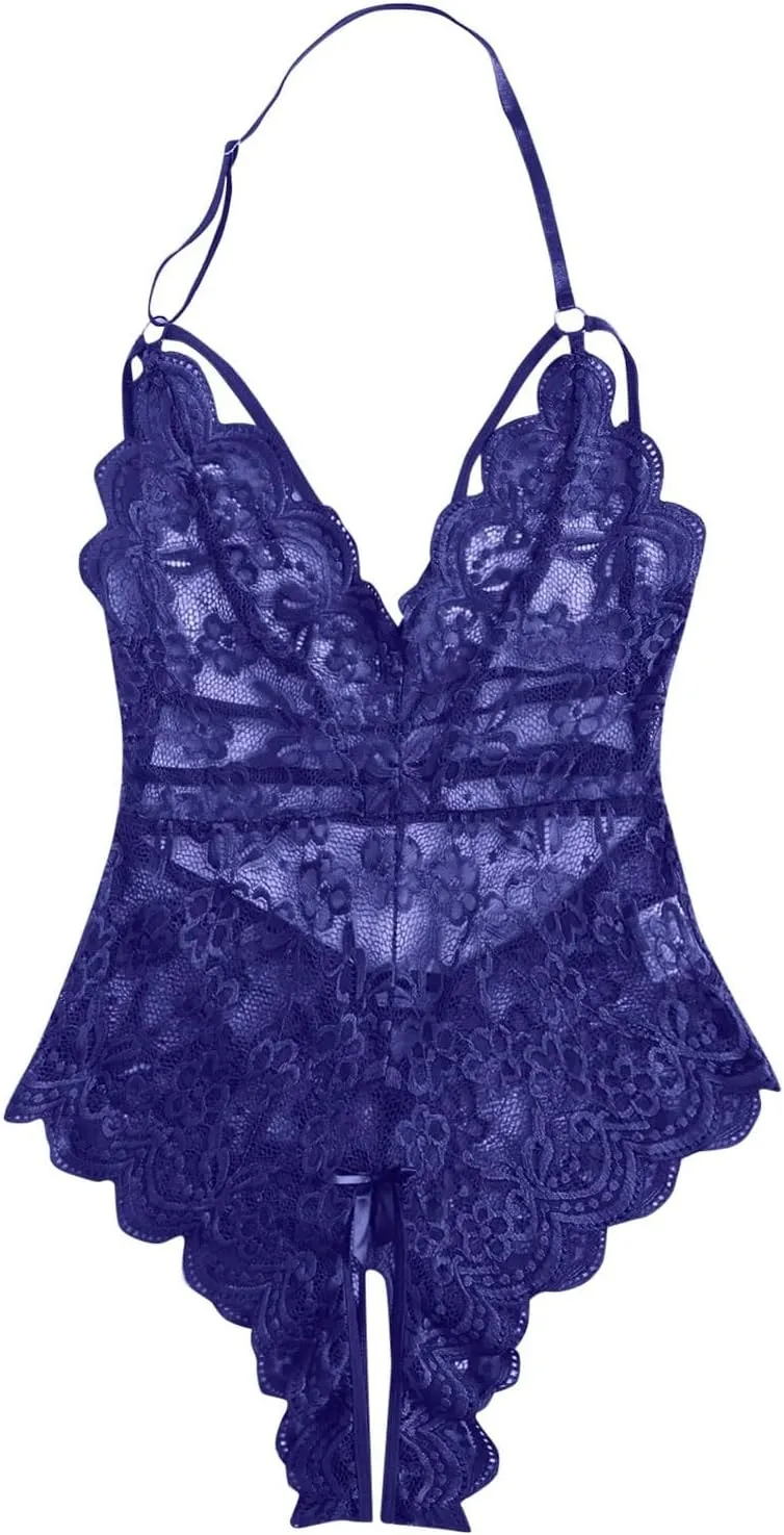 Women Lingerie See-Through Nightwear Soft Mini Teddy Adjustable Strappy Full Slips with Belt and Cuffs