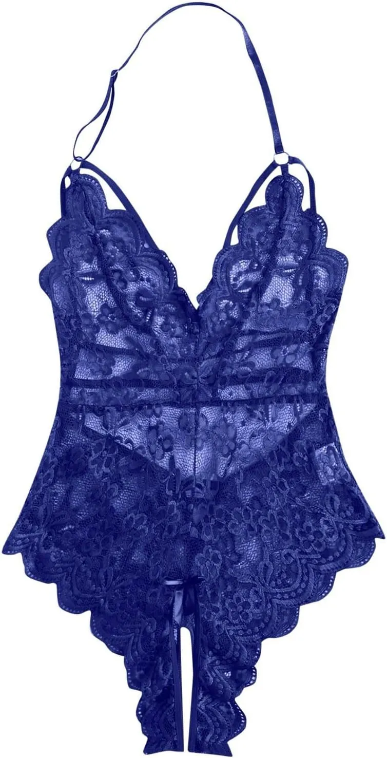 Women Lingerie See-Through Nightwear Soft Mini Teddy Adjustable Strappy Full Slips with Belt and Cuffs