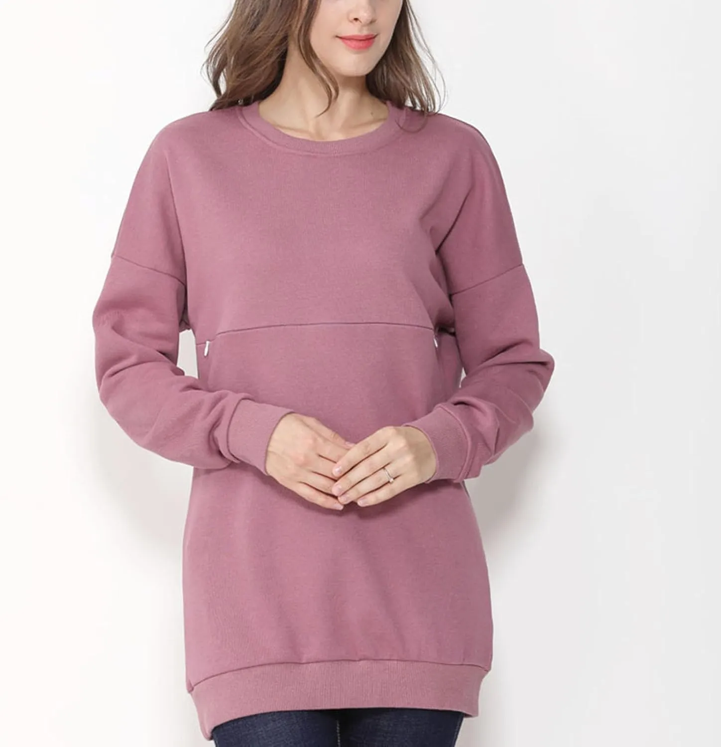 Women Maternity Nursing Shirts Long Sleeve Comfy Breastfeeding Tops Crewneck Zipper Sweatshirt Pregnancy Clothes
