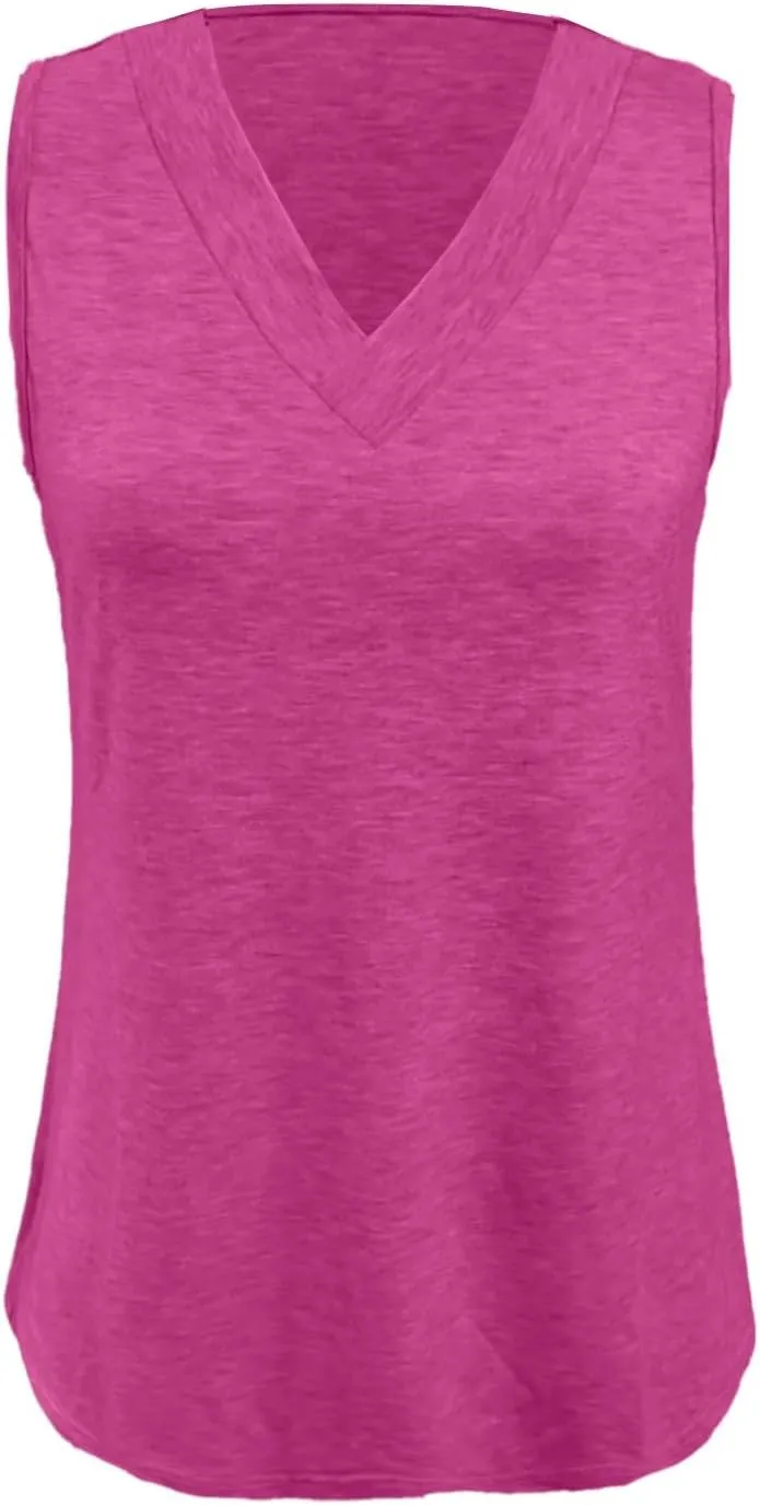 Women Summer Tank Tops Dressy 2025 Vacation Sleeveless V Neck Loose Fit Shirt Outfits Clothes