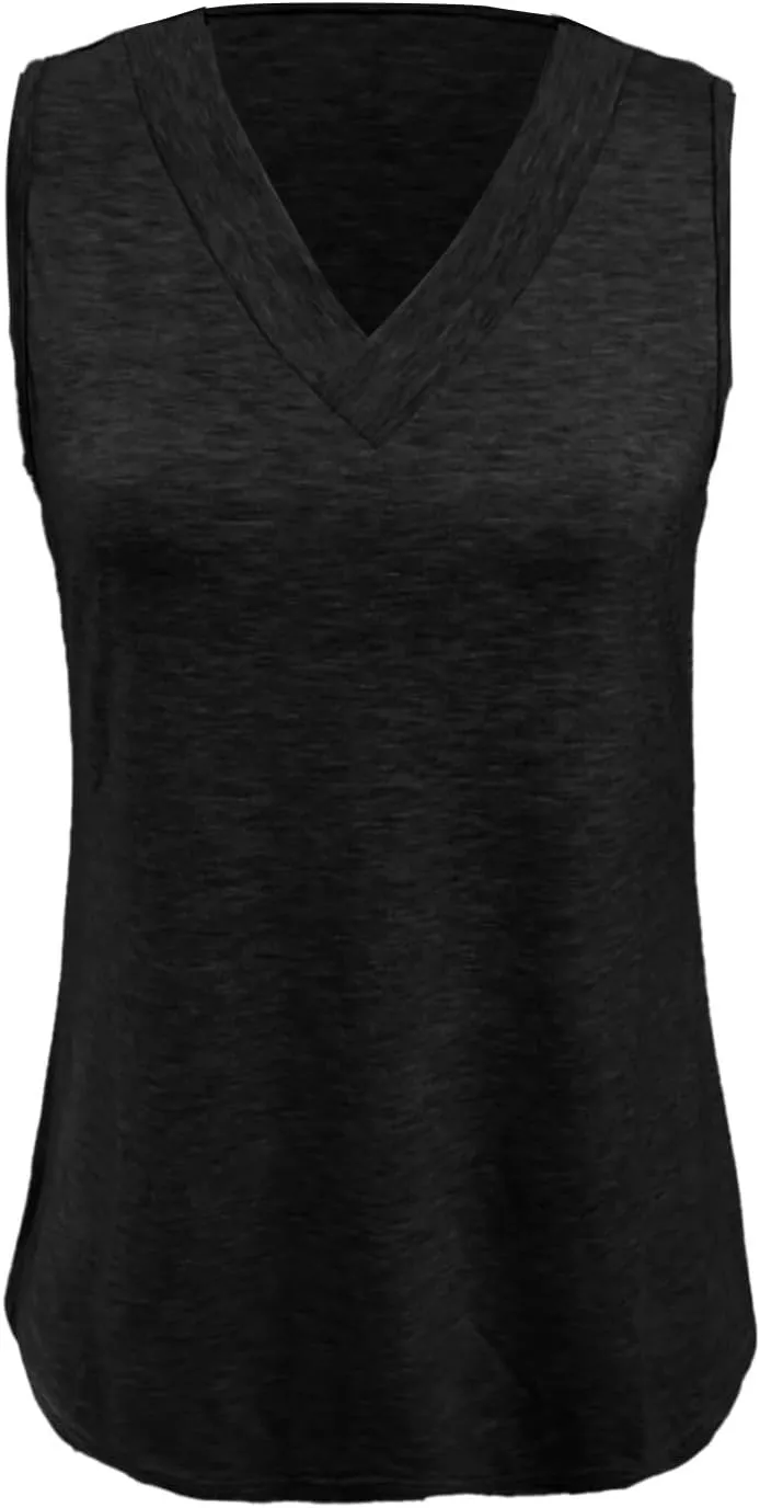 Women Summer Tank Tops Dressy 2025 Vacation Sleeveless V Neck Loose Fit Shirt Outfits Clothes