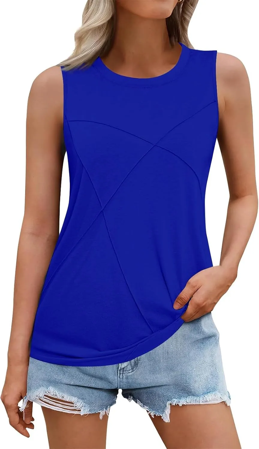 Women Tank Tops Crew Neck Shirts Loose Fit Tank Tops Sleeveless Tops Women T-Shirts Casual Summer Tops for Women