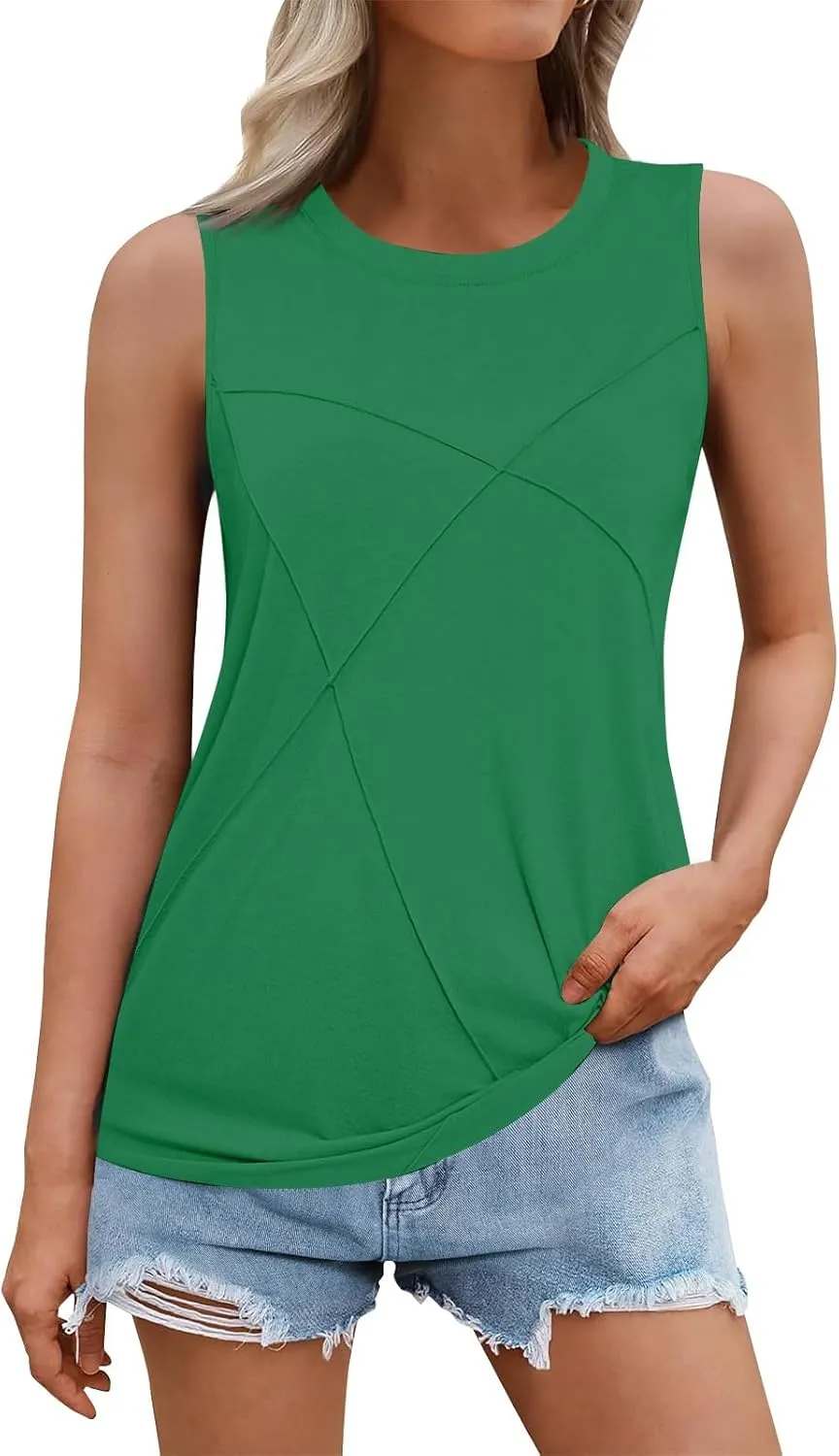 Women Tank Tops Crew Neck Shirts Loose Fit Tank Tops Sleeveless Tops Women T-Shirts Casual Summer Tops for Women