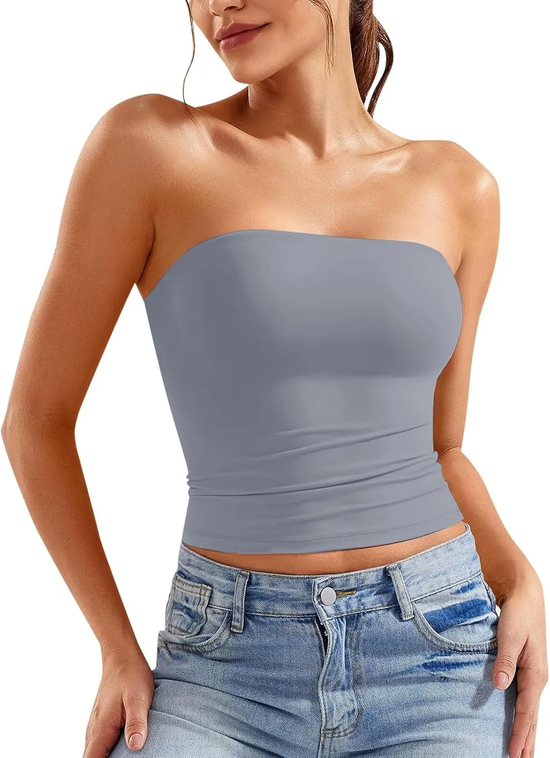 Women Y2K Strapless Backless Tube Top Double Lined Sleeveless Crop Tank 2025 Summer Clothes Going Out