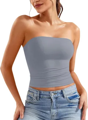 Women Y2K Strapless Backless Tube Top Double Lined Sleeveless Crop Tank 2025 Summer Clothes Going Out