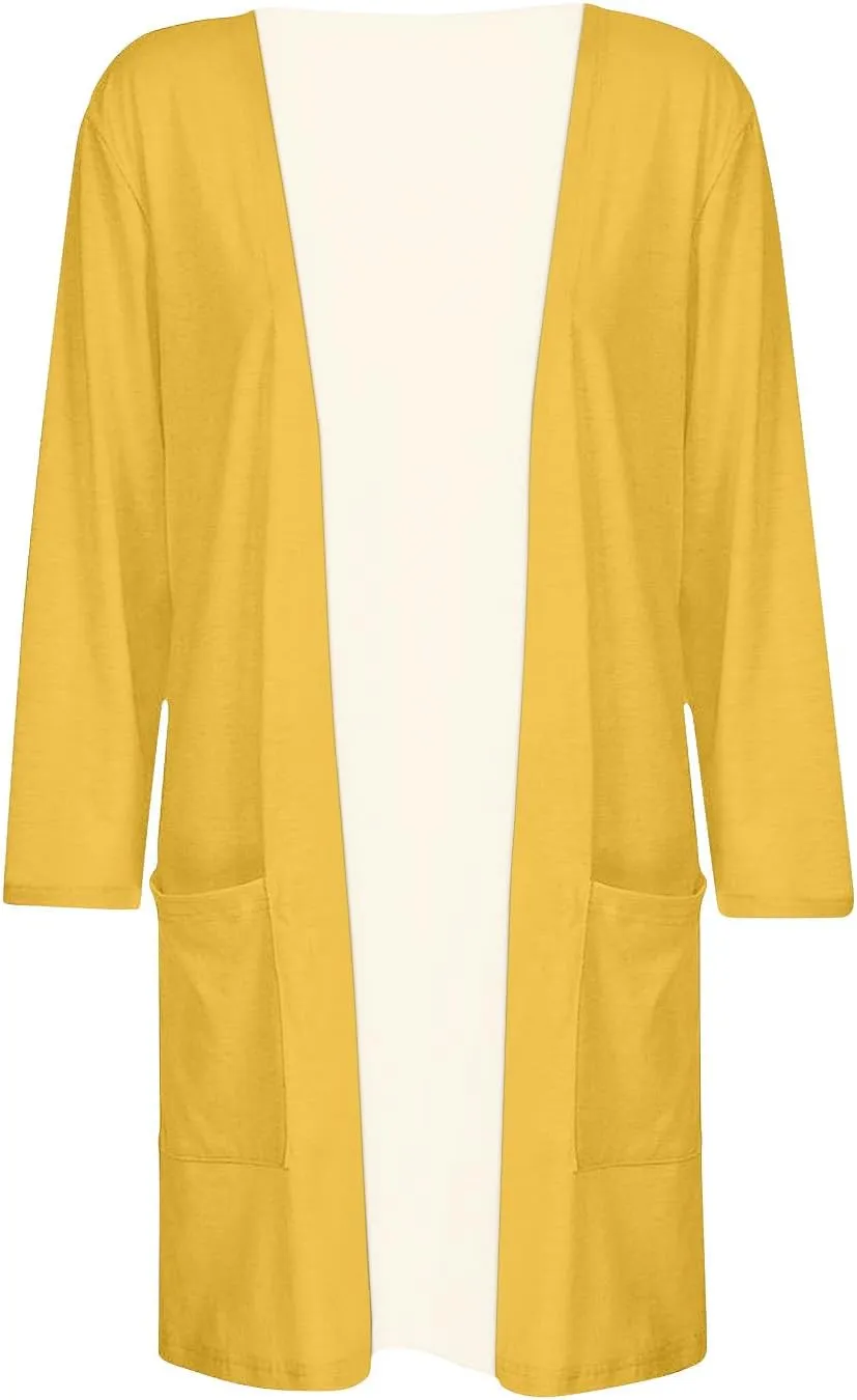 Women's Blazers & Suit Jackets, House Coats for Women with Pockets Solid 3/4 Sleeve Basic Summer Draped Cardigans