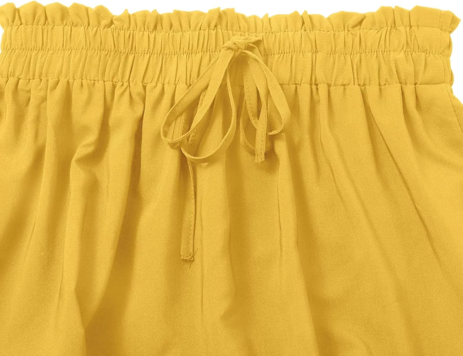 Women’s Boho Elastic High Waist Pleated A-Line Flowy Swing Tiered Maxi Long Skirt Dress with Pockets