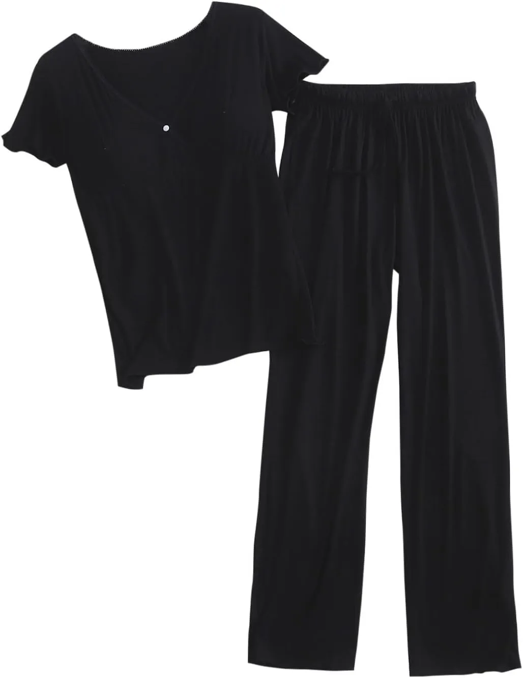 Women's Built in Bra Maternity Pajamas Soft Nursing Postpartum Lounge Sets for Breastfeeding Sleepwear Pregnancy 2 Piece Pjs