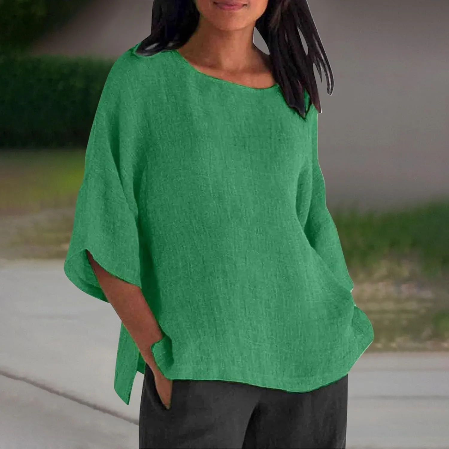 Women's Button Down Shirts Solid Long Sleeve Cotton Linen Summer Casual Soft Blouse Top Loose Fit Tops