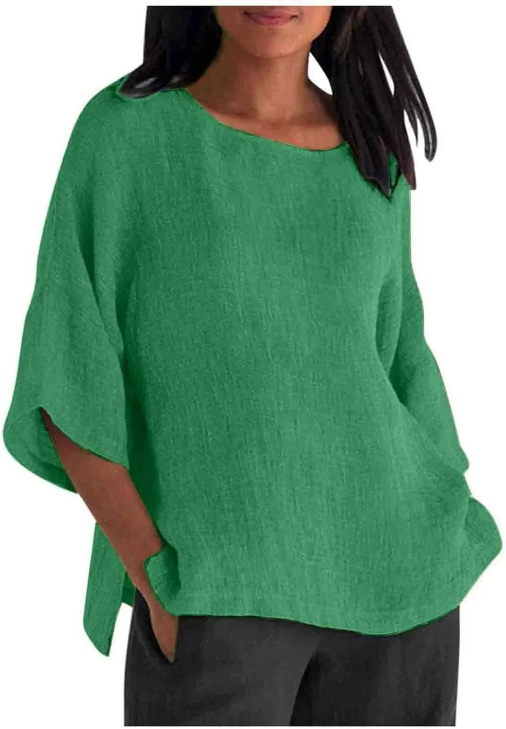 Women's Button Down Shirts Solid Long Sleeve Cotton Linen Summer Casual Soft Blouse Top Loose Fit Tops