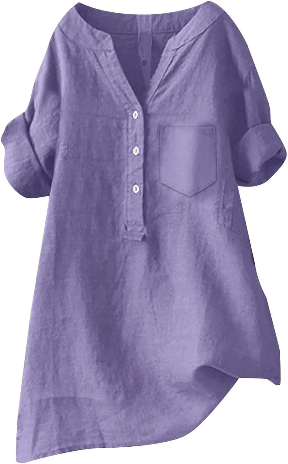 Womens Button Up Shirts Solid Short Sleeve Cotton Linen Summer Casual Business Blouse Tops Loose Fit Tshirt