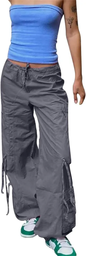 Women's Casual Pants Button Zipper High Waist Wide Leg Trousers with Pockets Stylish Solid Straight Leg Work Pants