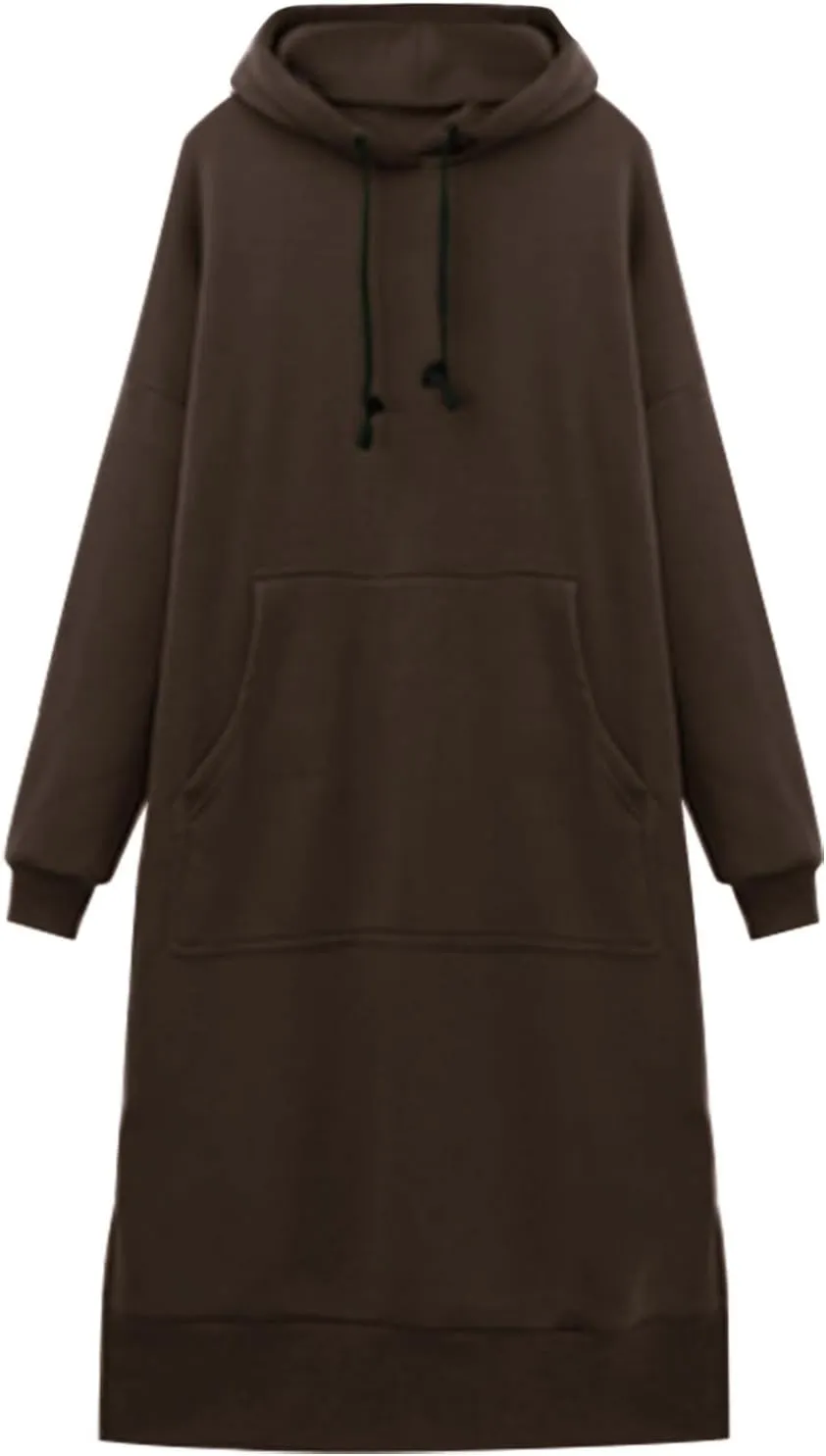 Womens Casual Pullover Sweatshirt Oversized Drawstring Hoodies Long Cape Cloak Sweatshirt Dress with Kangaroo Pocket
