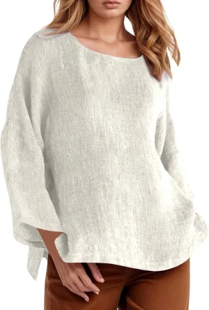 Women's Collared Button Down Shirt V-Neck Short Sleeve Linen Summer Casual Dress Blouses Top Loose Tshirts