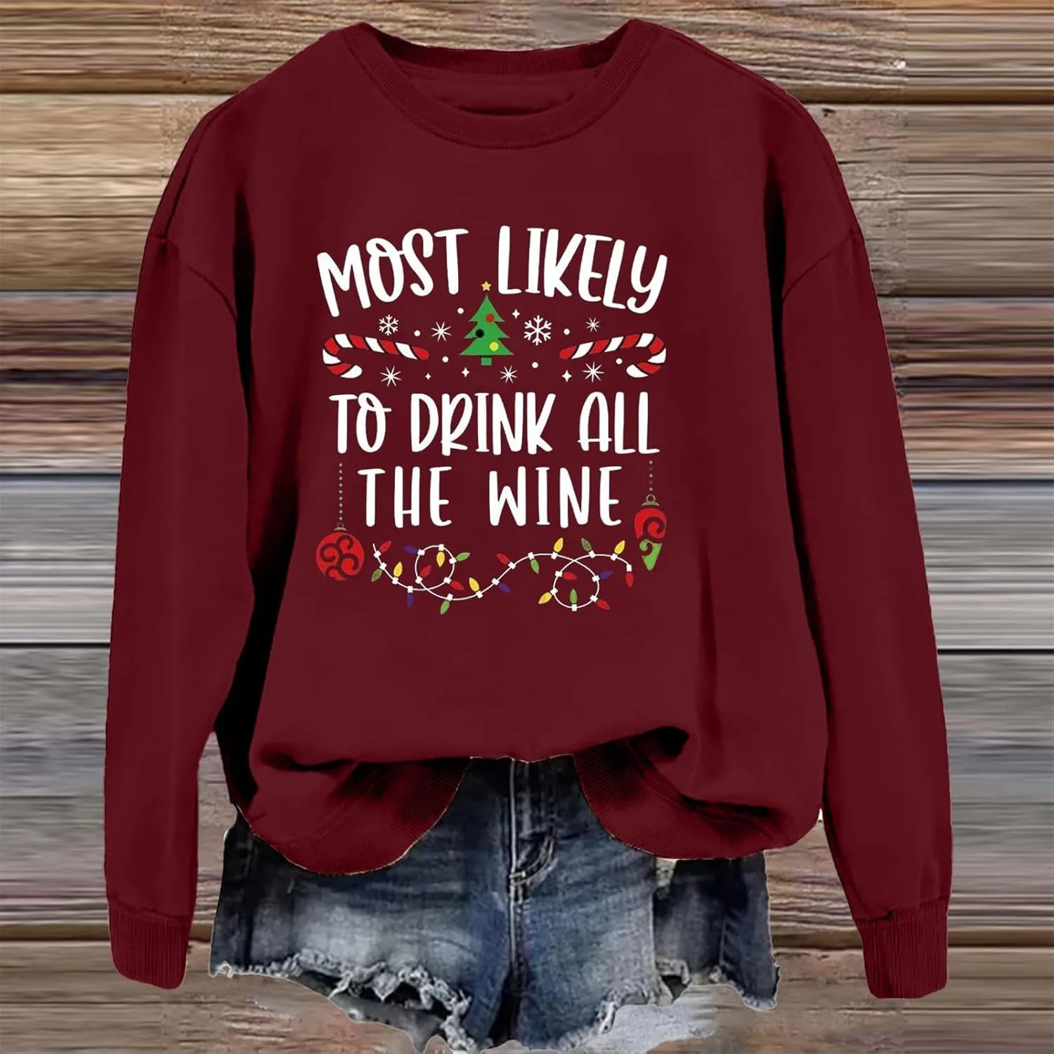 Womens Crewneck Christmas Sweatshirt Funny Letter Graphic Print Pullover Tops Casual Slim Fit Warm Xmas Blouse Shirts