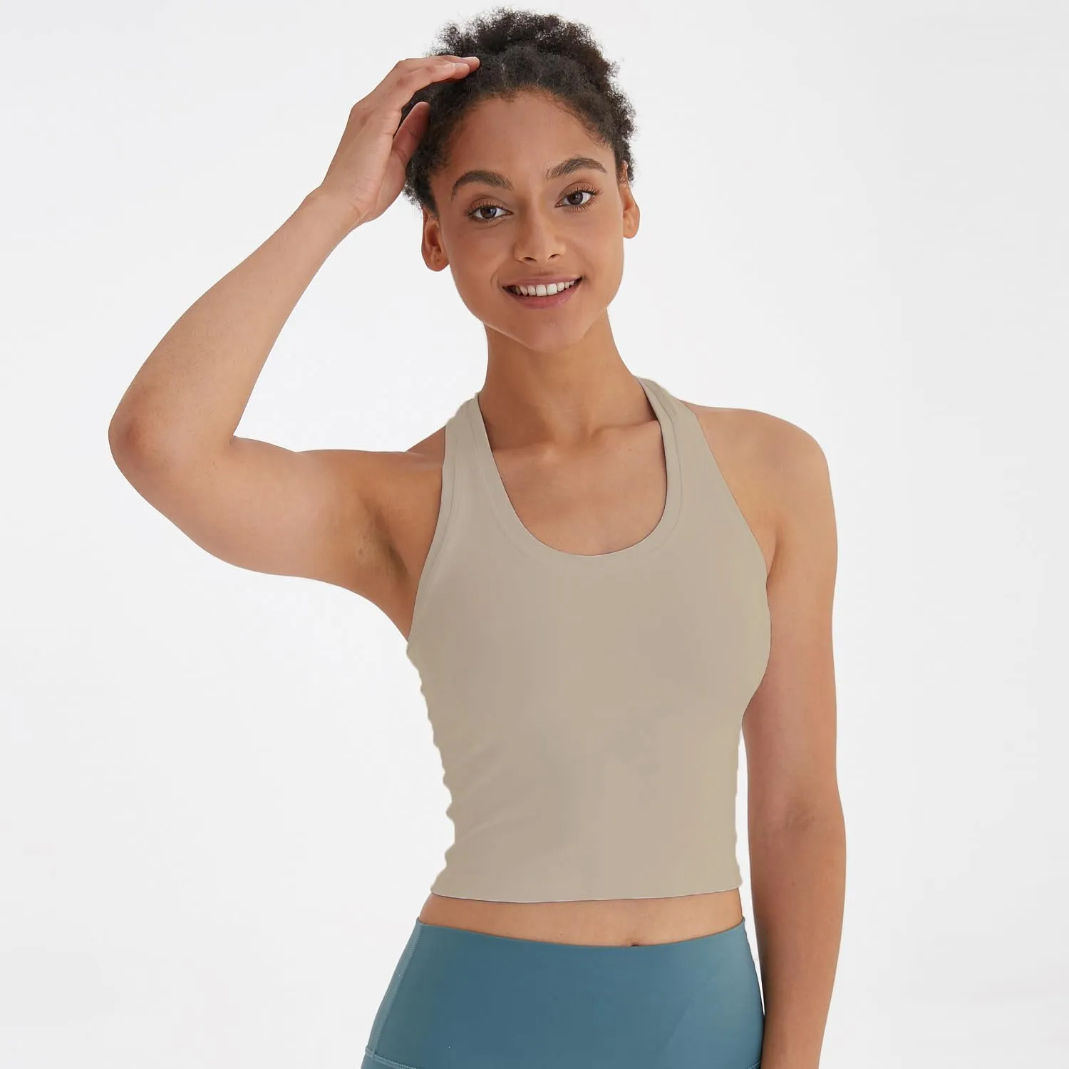 Women's Cropped Racerback Tank Tops Running Workout Tops Active Yoga Tops