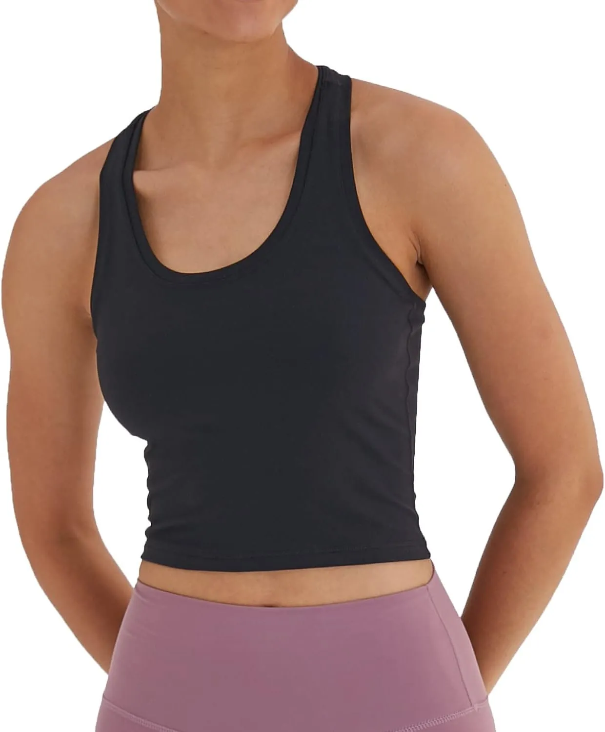 Women's Cropped Racerback Tank Tops Running Workout Tops Active Yoga Tops