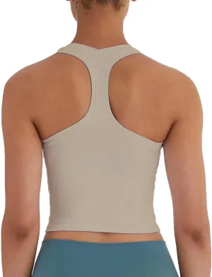 Women's Cropped Racerback Tank Tops Running Workout Tops Active Yoga Tops