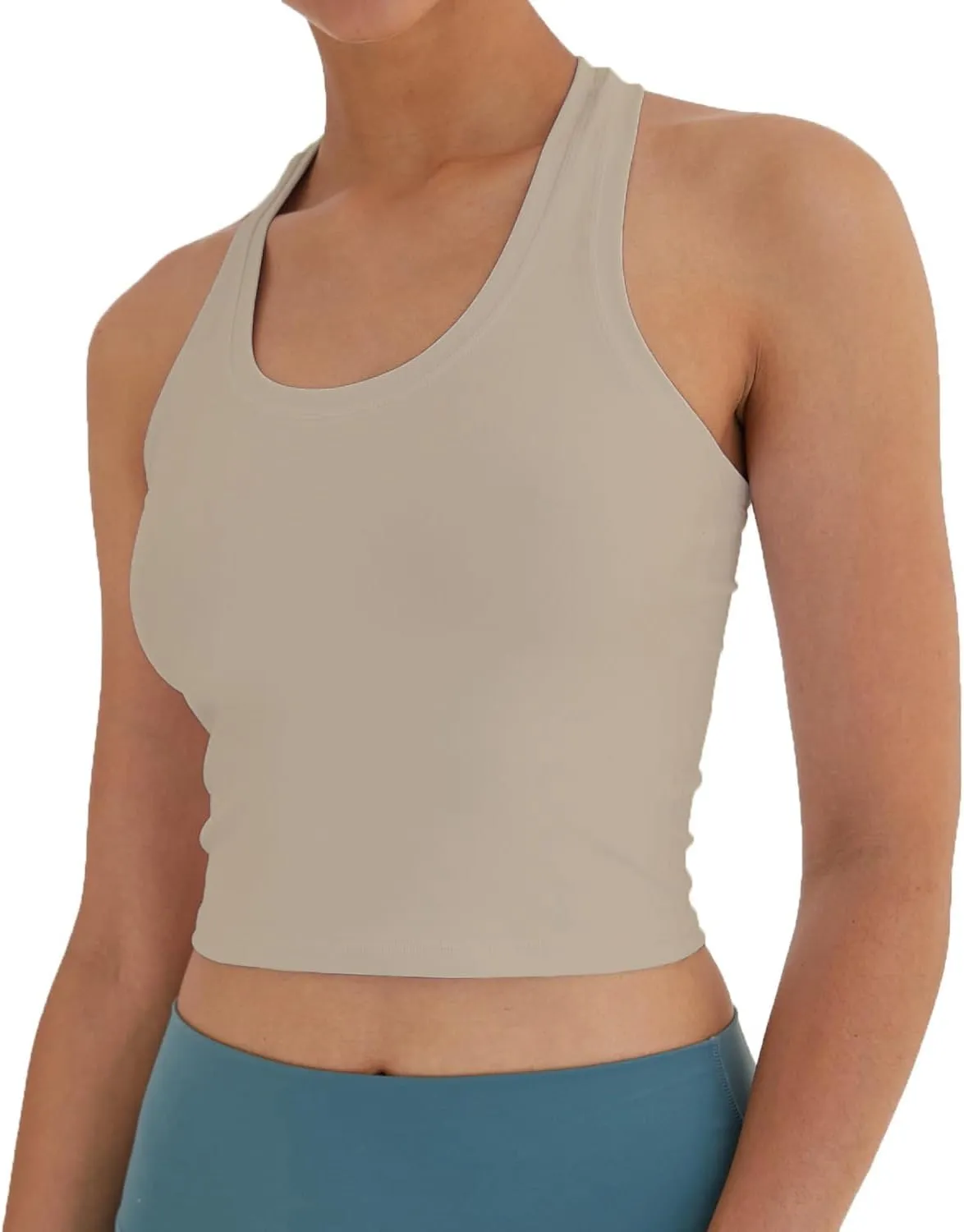 Women's Cropped Racerback Tank Tops Running Workout Tops Active Yoga Tops