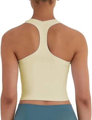 Women's Cropped Racerback Tank Tops Running Workout Tops Active Yoga Tops